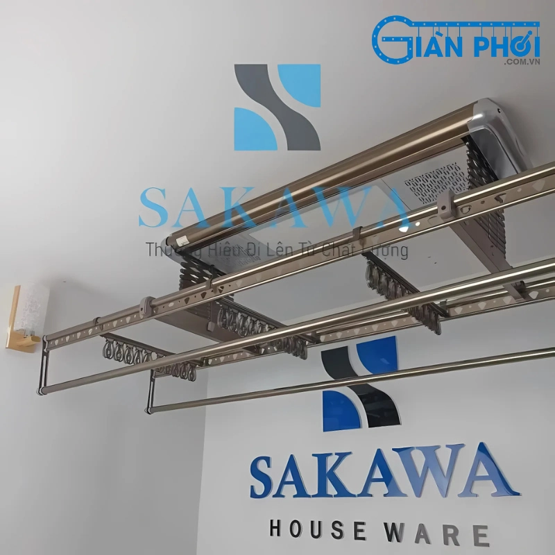 Giàn phơi gắn trần điện tử (điều khiển từ xa)