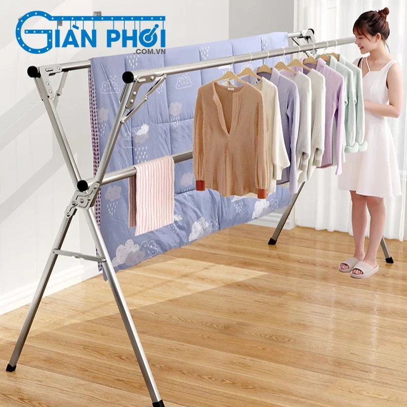 Giàn phơi chăn ga giường inox di động hội tụ nhiều ưu điểm vượt trội