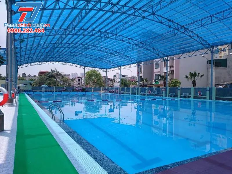 thi công mái che hồ bơi