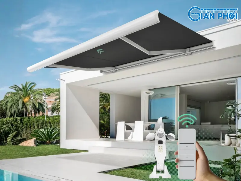 cấu tạo mái hiên di động có motor