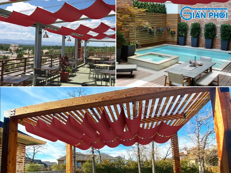 mẫu mái xếp cao cấp màu đỏ