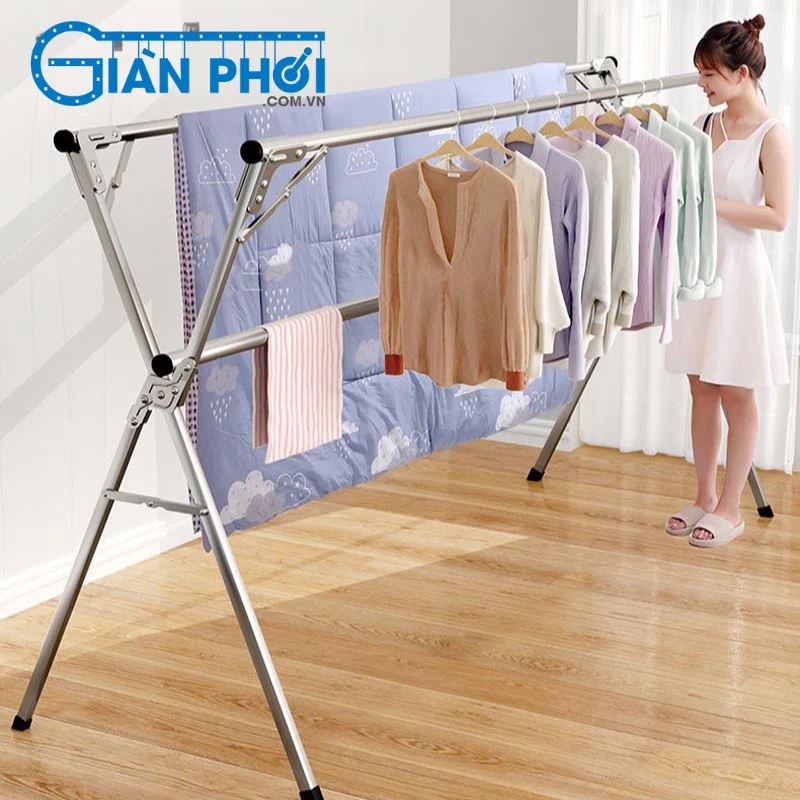 Giàn Phơi Chăn Ga Giường Inox Di Động - Linh Hoạt Mọi Không Gian