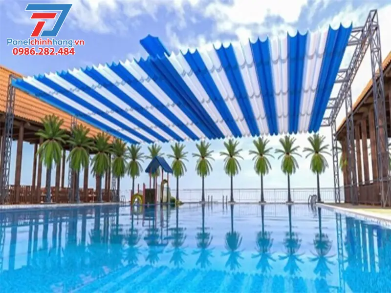 thi công mái che hồ bơi