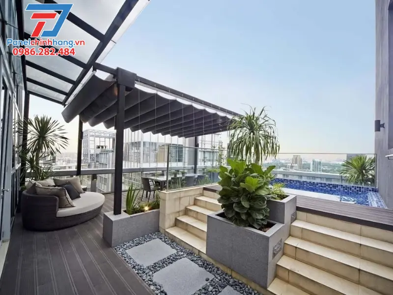 thi công mái che sân thượng thi công mái che sân thượng