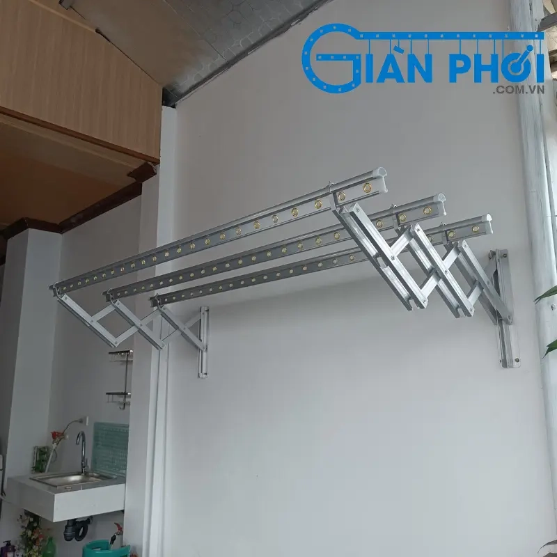 Cấu tạo của giàn phơi thông minh gắn tường xếp ngang