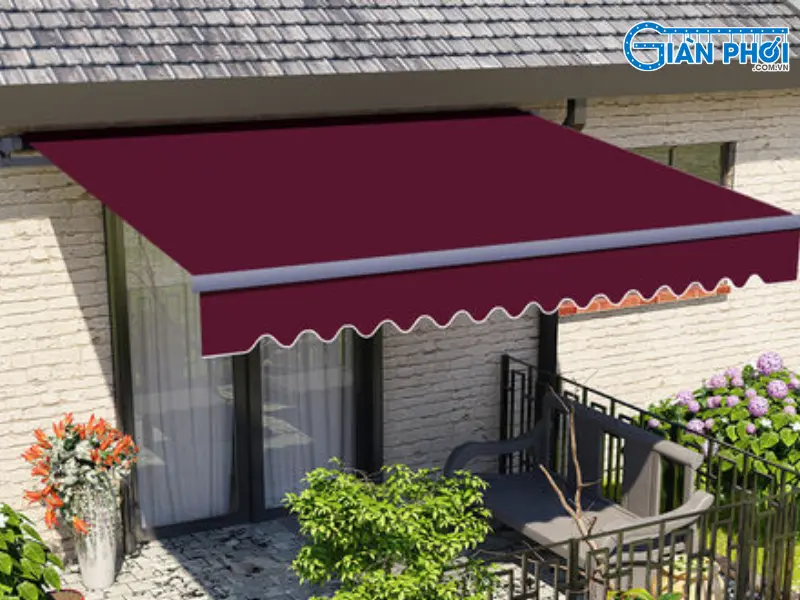 mái che biệt thự màu đỏ
