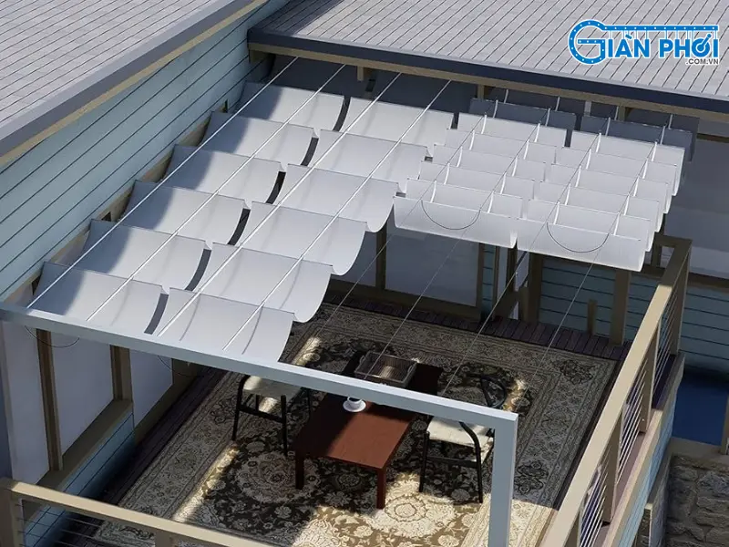 mẫu mái xếp cao cấp màu xám bạc