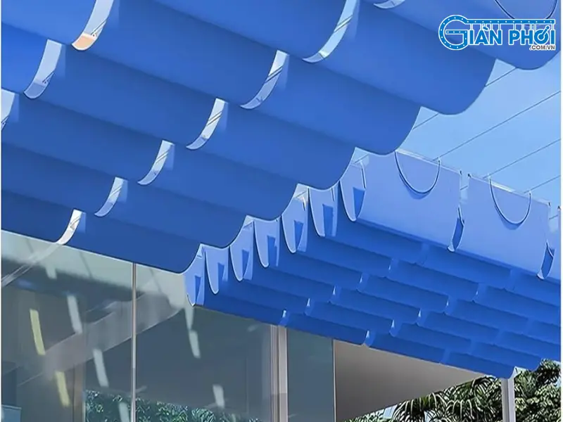 mẫu mái xếp cao cấp màu xanh dương