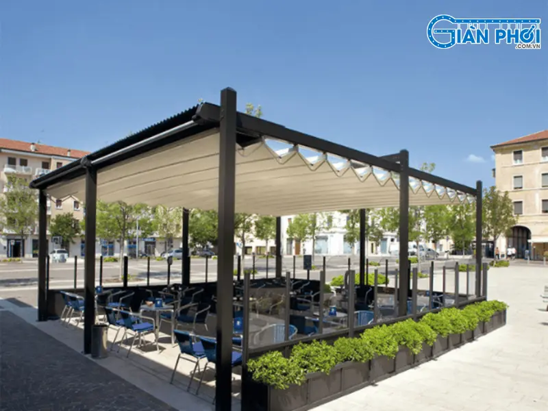 mái bạt xếp quán cafe mái bạt xếp quán cafe