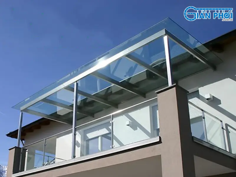 mái che nhà biệt thự kính cường lực